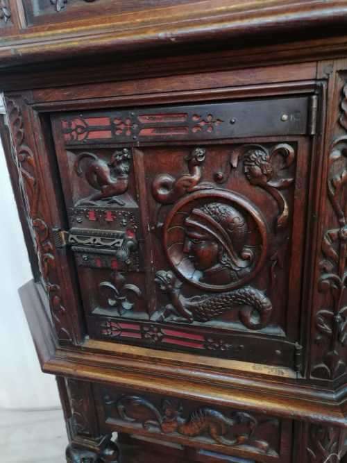 French Oak Gothic  Revival Craved Credence