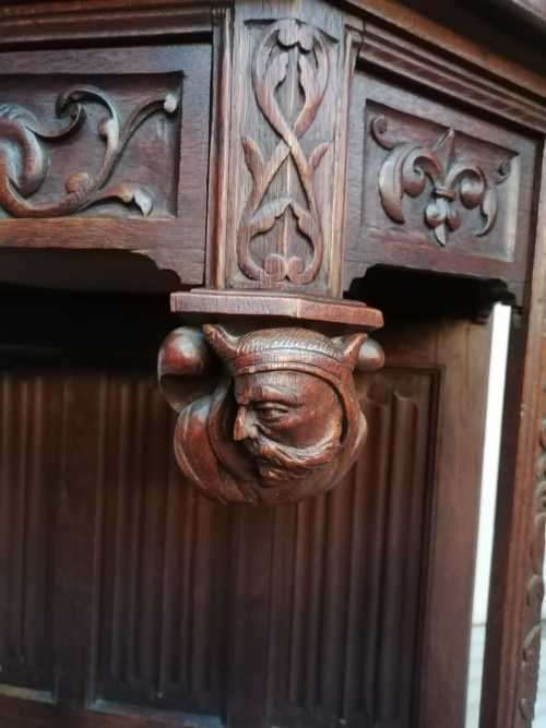 French Oak Gothic  Revival Craved Credence