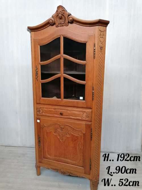 Louis XVI Style oak corner cabinet