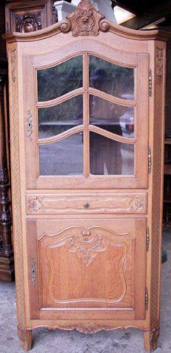 Louis XVI Style oak corner cabinet