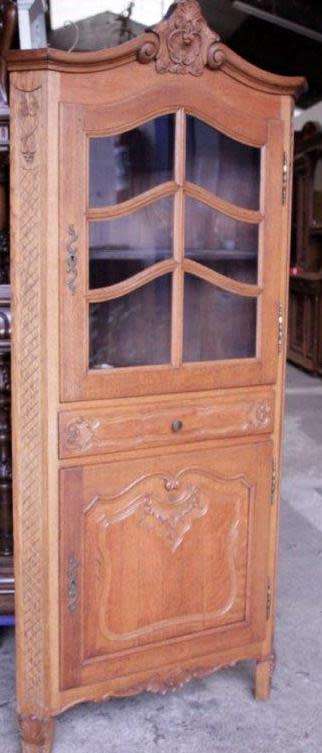 Louis XVI Style oak corner cabinet