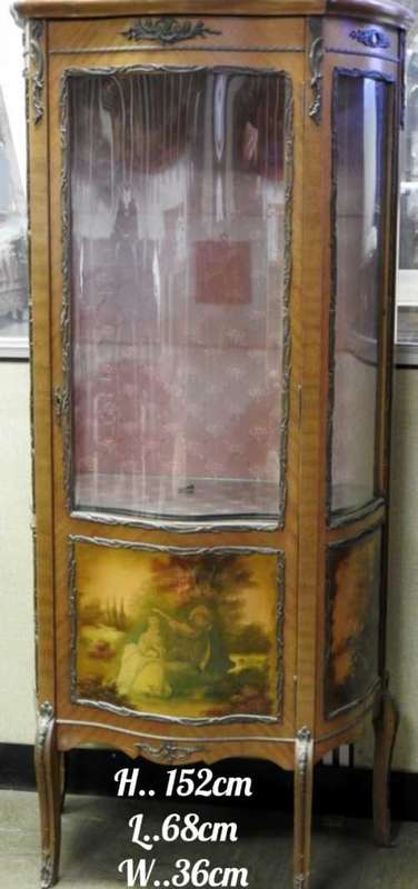 1930`s French Louis XV Style Vernis Martin Curio cabinet
