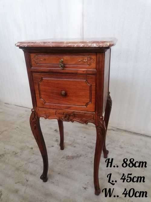 French Louis XV Rosewood nightstand with marble top