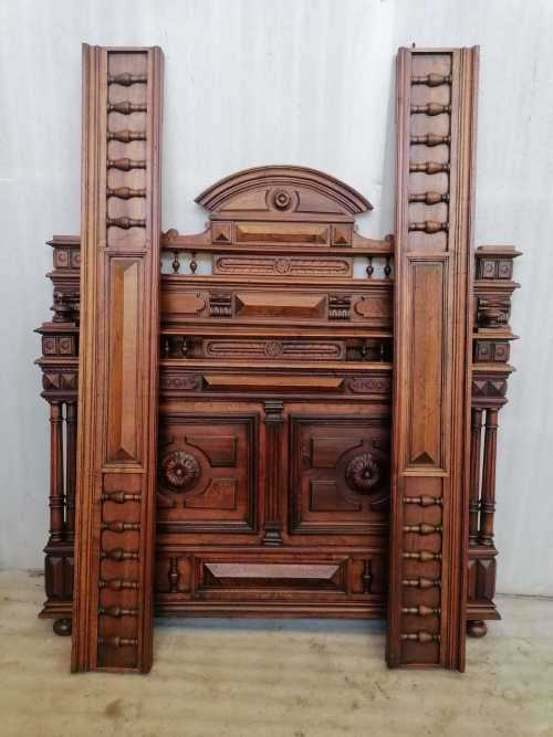 Exquisite Henry II bed in Walnut with matching nightstand