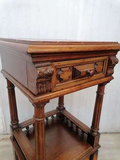 Exquisite Henry II bed in Walnut with matching nightstand