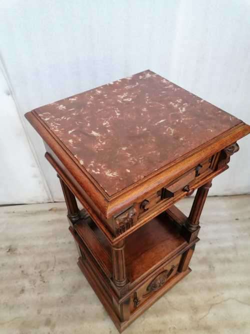 Exquisite Henry II bed in Walnut with matching nightstand