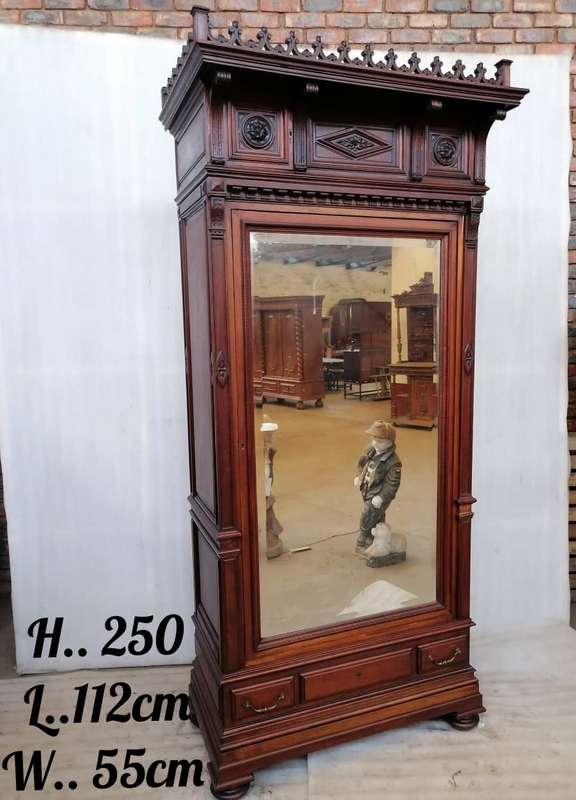 Beautiful  19th Century Walnut Gothic and Renaissance Armoire