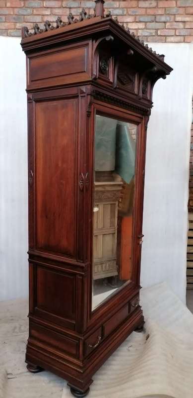 Beautiful  19th Century Walnut Gothic and Renaissance Armoire
