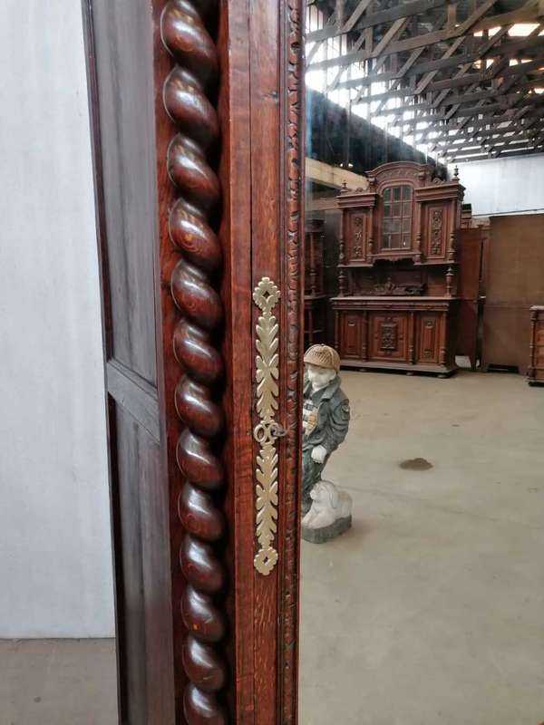 Antique French  Oak  Reanaissance Bookcase/Armoire with Barley Twist