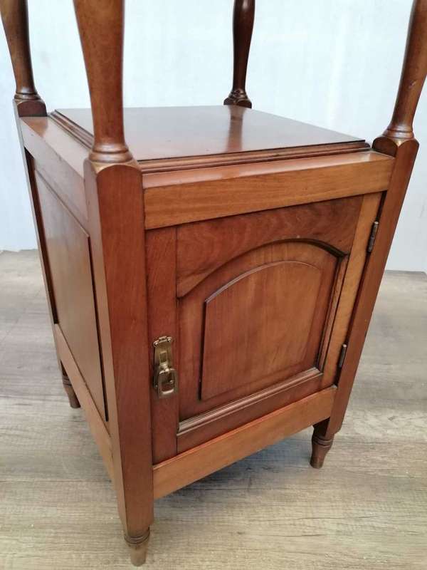 Antique Tall Mahogany and Inay Nightstand/ Cabinet with Marble top