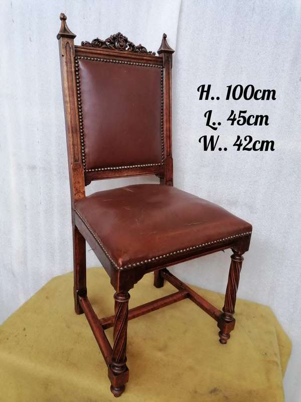 Unique Set of  19th Century  Walnut Gothic chairs