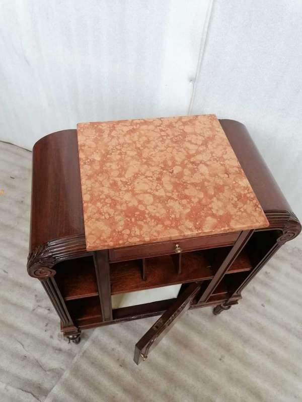 Exceptional French Art deco Walnut Queen size bed and nightstand