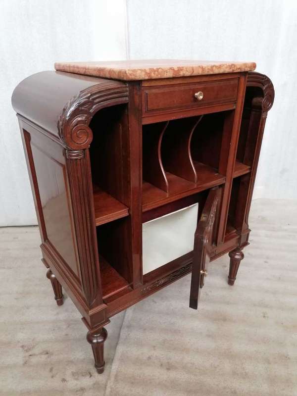 Exceptional French Art deco Walnut Queen size bed and nightstand