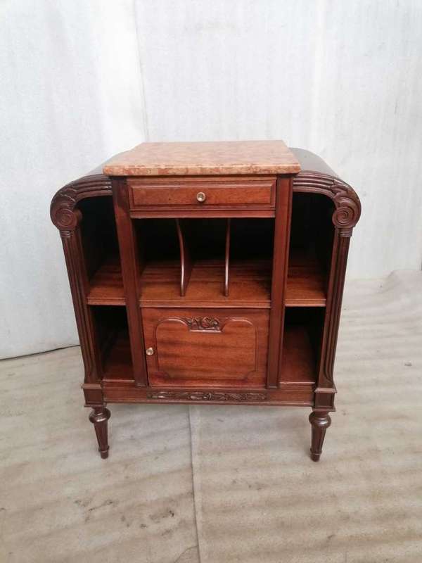 Exceptional French Art deco Walnut Queen size bed and nightstand
