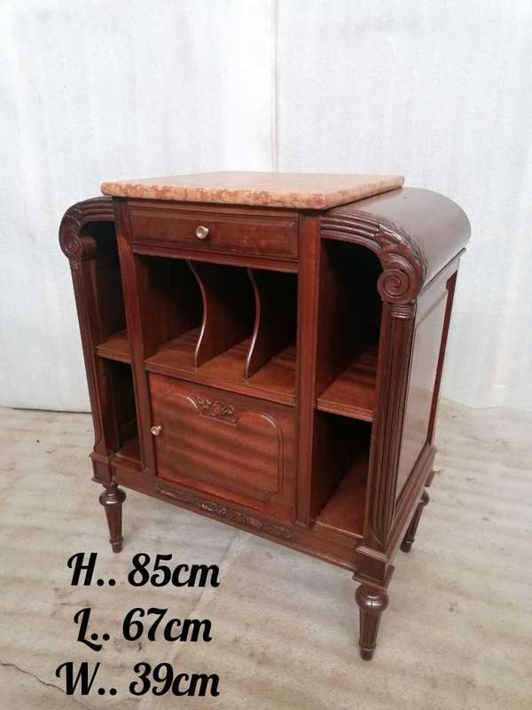 Exceptional French Art deco Walnut Queen size bed and nightstand
