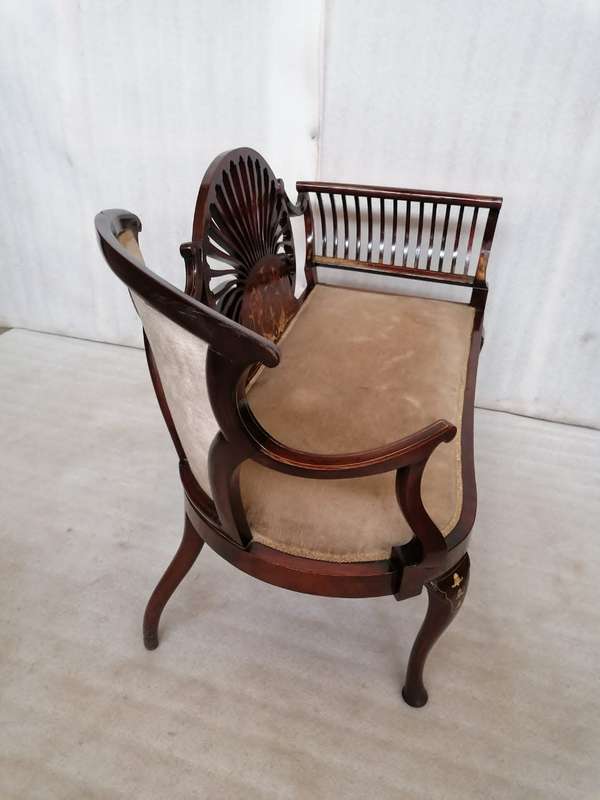 Edwardian Mahogany Bone Inlay  window couch
