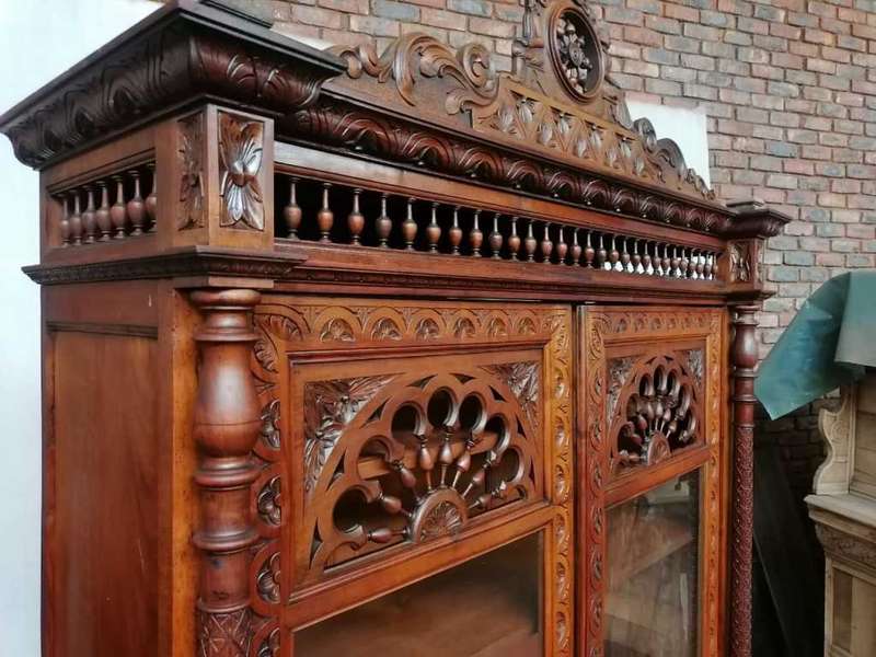 19Th Century French Breton Cabinet/ Bookcase in oak