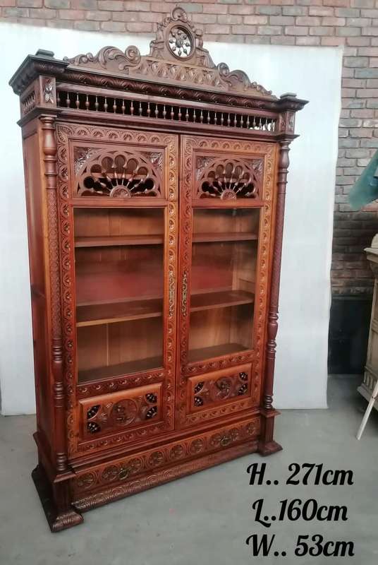 19Th Century French Breton Cabinet/ Bookcase in oak