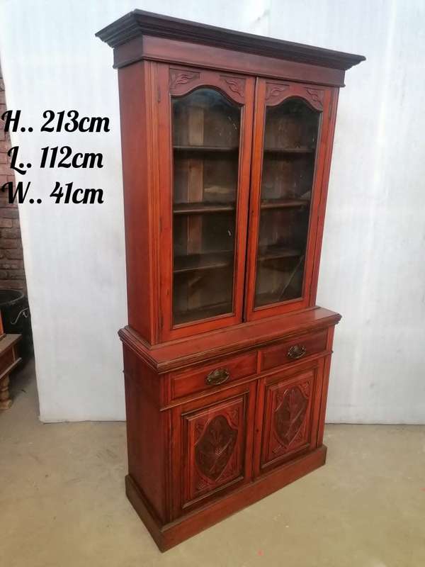 Carved Victorian Walnut Bookcase