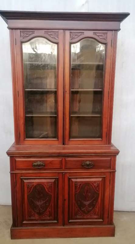 Carved Victorian Walnut Bookcase