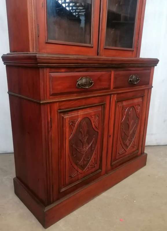 Carved Victorian Walnut Bookcase