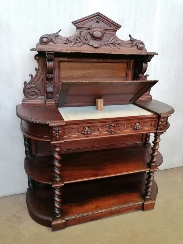 Louis XIII Oak server with marble