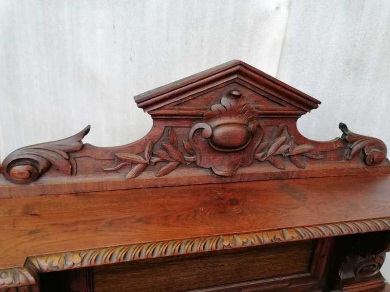 Louis XIII Oak server with marble