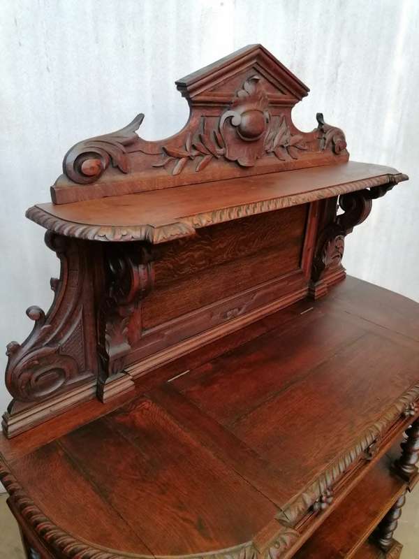 Louis XIII Oak server with marble