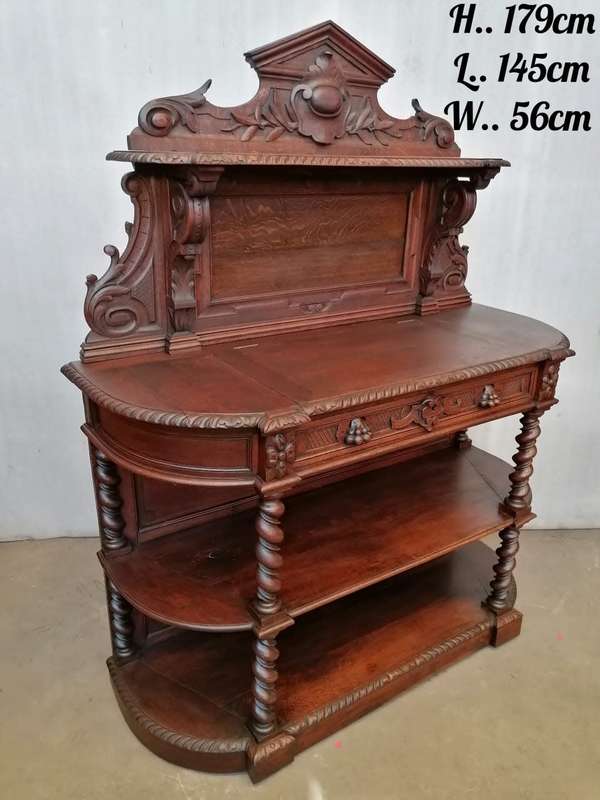 Louis XIII Oak server with marble