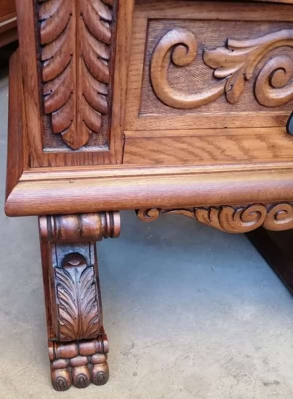 Solid Oak Spanish Renaissance carved Side Board