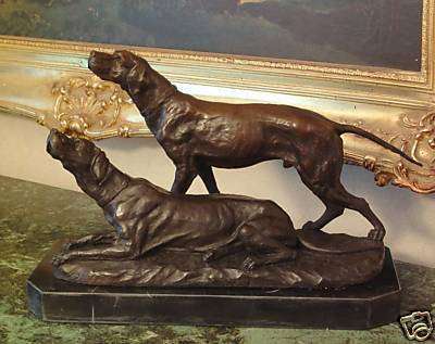 Bronze Statue of  a Magnificent Pair of  Hunting Dogs