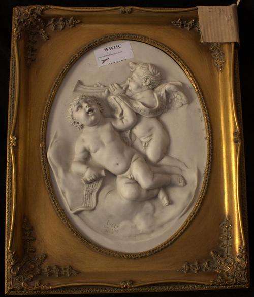CELESTIAL MUSICAL CHERUBS WALL PLAQUE
