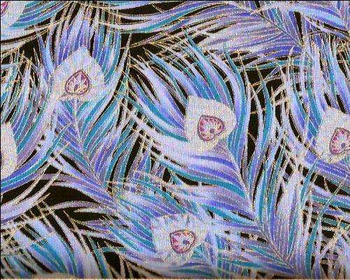 Fabric - HOFFMAN BLUE ONYX Peacock Feathers