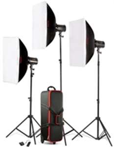 Godox H160-B 160W x 3 + 3 Stands + 2 x Soft Boxes + 1 x unbr + Rem. + Bag  Studio Light Kit