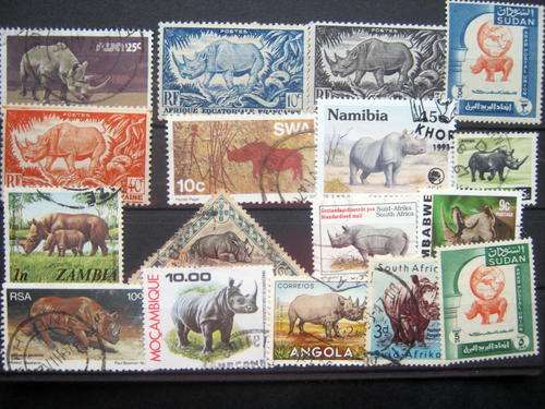 RHINO - SELECTION OF 17 STAMPS AS PER SCAN
