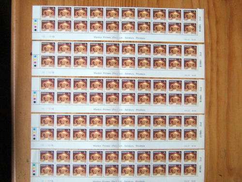 RHODESIA - 1978 4TH DEFIN 5c - 5 x BLOCKS OF 20 - FROM CONSECUTIVE SHEETS - MNH