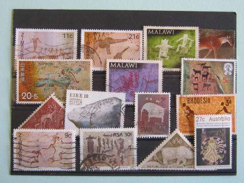 CAVE PAINTINGS - SELECTION OF 15 STAMPS -BID PER STAMP