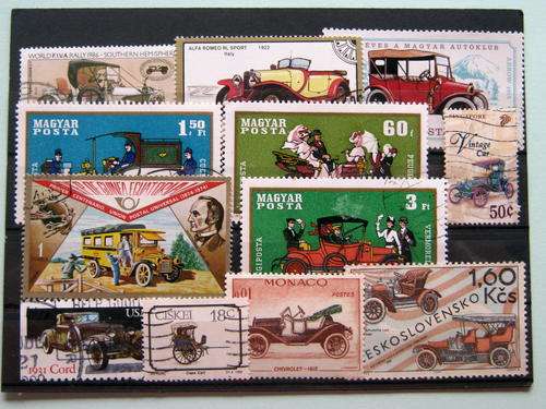 VINTAGE CARS - SELECTION OF 12 STAMPS -BID PER STAMP