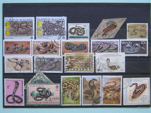 SNAKES - SELECTION OF 21 STAMPS -BID PER STAMP