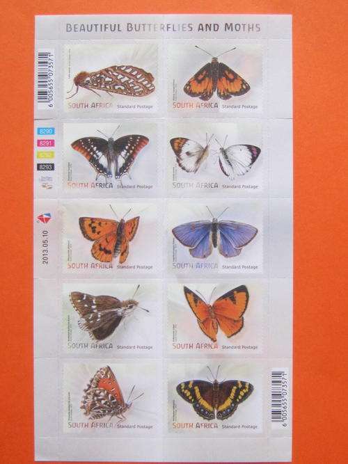 RSA - 2013 BUTTERFLIES & MOTHS - SHEETLET OF 10 - MNH