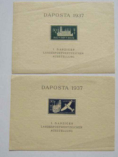 GERMANY - DANZIG 1937 NATIONAL PHILATELIC EXHIBITION - 2 x MINI-SHEET