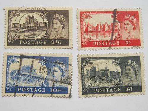 GB QEII - 1955 CASTLES Wmk 165 ST. EDWARD`S CROWN - FULL SET OF 4