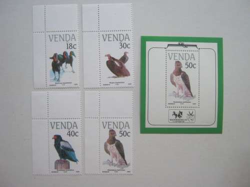 VENDA - 1989 ENDANGERED BIRDS - FULL SET OF 4 PLUS FOUNDATION MINISHEET - MNH
