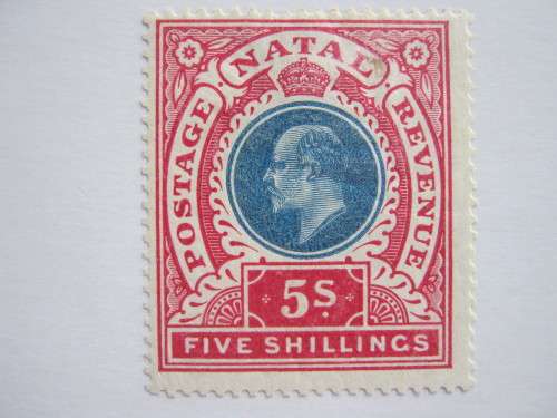 NATAL - 1902-03 5/- DULL BLUE & ROSE - MHR