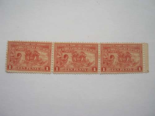 TRANSVAAL - 1895 1d RED - STRIP OF 3 WITH 2 x DIFFERENT FLAWS - MNH