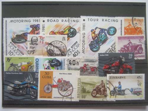 MOTORCYCLES - SELECTION OF 14 STAMPS - BID PER STAMP