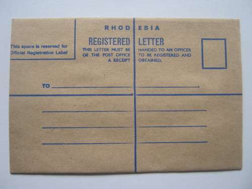 RHODESIA - UNSERVICED REGISTERED LETTER -BUFF