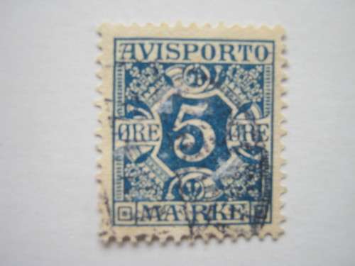 DENMARK - 1907 NEWSPAPER STAMP - 5ore BLUE - USED