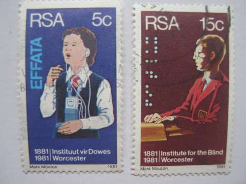 RSA - 1981 CENTENARY OF INSTITUTES FOR THE DEAF and BLIND - FULL SET OF SINGLES - POSTALLY USED