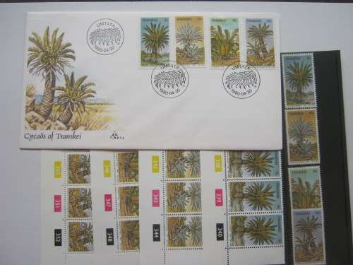 TRANSKEI - 1980 CYCADS - FDC #1.18 PLUS FULL SET OF CONTROLS AND SINGLES (MNH)